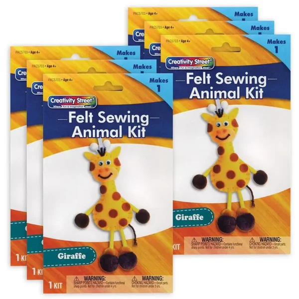 Felt Giraffe Sewing Kit, 6" x 11" x 0.75", 6 Kits