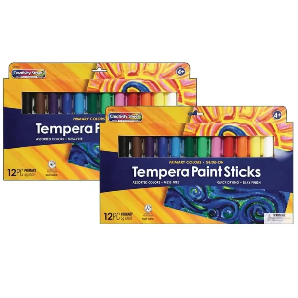 Glide-On Tempera Paint Sticks – 24 Sticks, 2 Packs