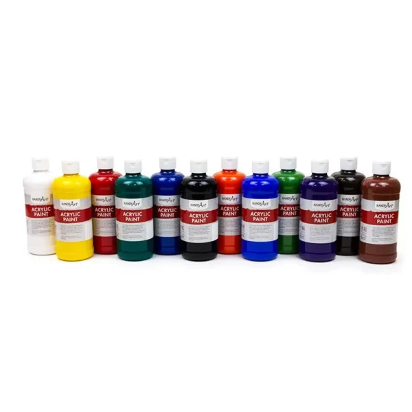 Primary Acrylic Paint Set, 12 Pints