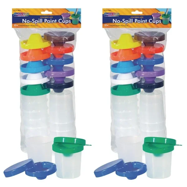 No-Spill Paint Cups with Lids, 3" Dia., 20 Total