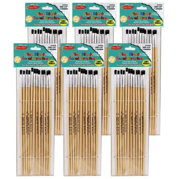 A set of 72 Flat Tip Paint Brushes with 1/4-inch wide bristles, arranged in neat bundles. Each brush features a smooth, durable handle and firm bristles, ideal for precision painting on canvas, paper, or other surfaces