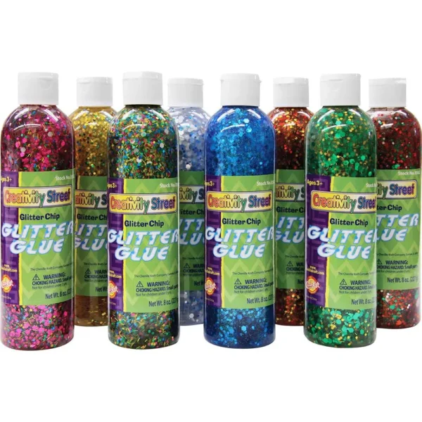 Creativity Street Glitter Chips - Assorted Colors, 8/Box