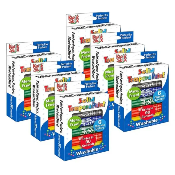 Solid Tempera Paint Sticks - Primary Colors, 6-Pack Bundle