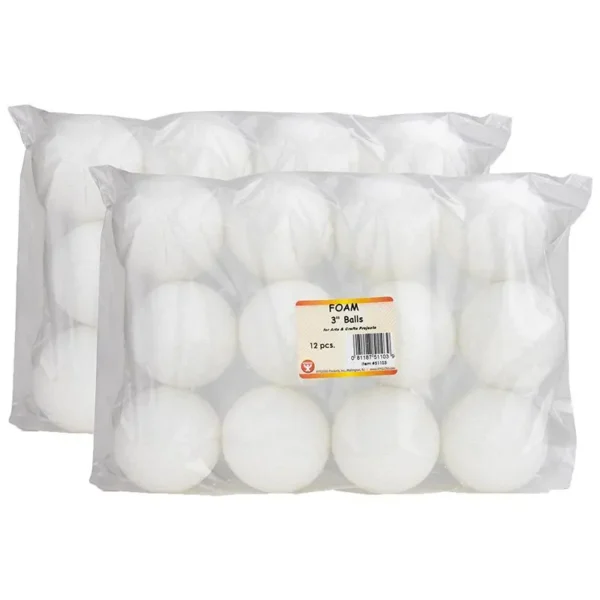 Craft Foam Balls, 3 Inch, 12 Per Pack, 2 Packs