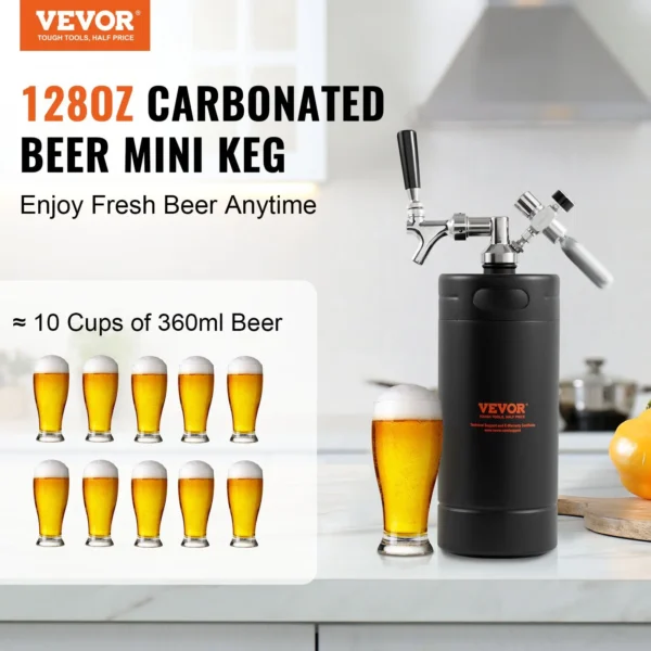 VEVOR Beer Growler Tap System, 4L Stainless Steel