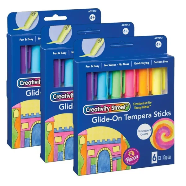 Glide-On Fluorescent Paint Sticks 18 Colors, 3 Packs