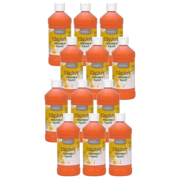 Little Masters Tempera Paint, Orange, 16 oz., 12-Pack