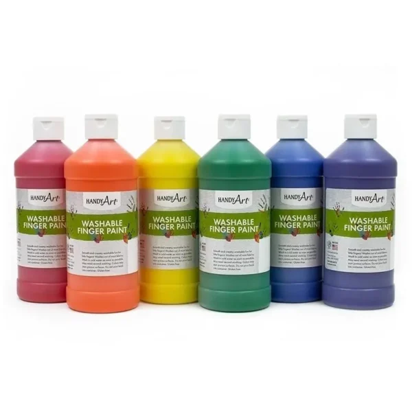 Washable Finger Paint, Primary Colors, 6-Pack