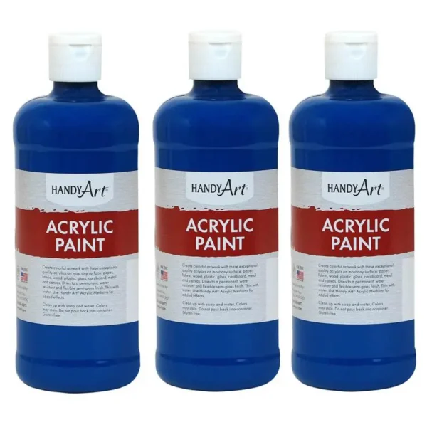 Ultra Blue Acrylic Paint, 16 oz, Pack of 3 - High Quality, Non-Toxic & Versatile