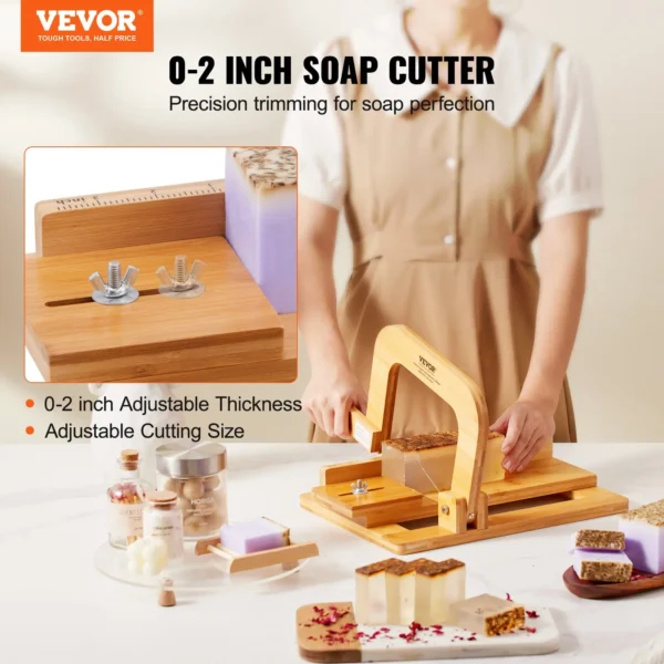 VEVOR Adjustable Soap Cutter: Bamboo & Stainless Steel